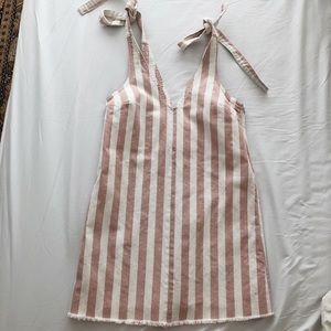 Pink Striped Denim Mini Dress